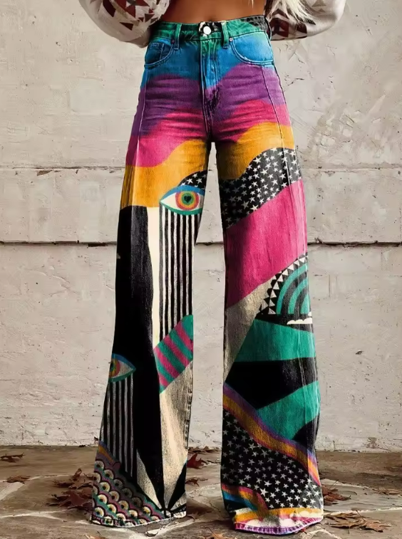 Talia - Pantalones acampanados bohemios chic