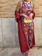 Vestido con capa Celeste