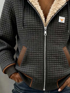 Women's sherpa-lined quilted jacket full-zip hooded fleece